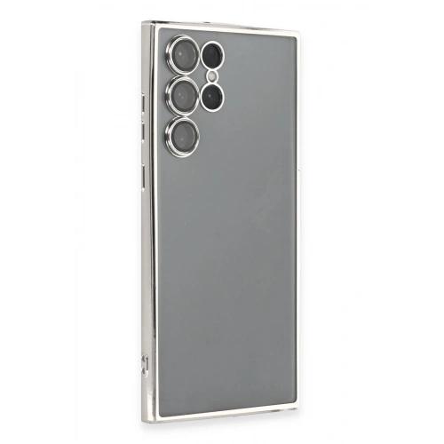 Durukar®  Samsung Galaxy S22 Ultra Kılıf  Lensli Silikon - Gümüş