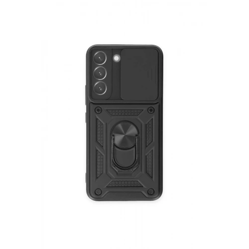 Durukar®  Samsung Galaxy S23 Kılıf Pars Lens Yüzüklü Silikon - Siyah