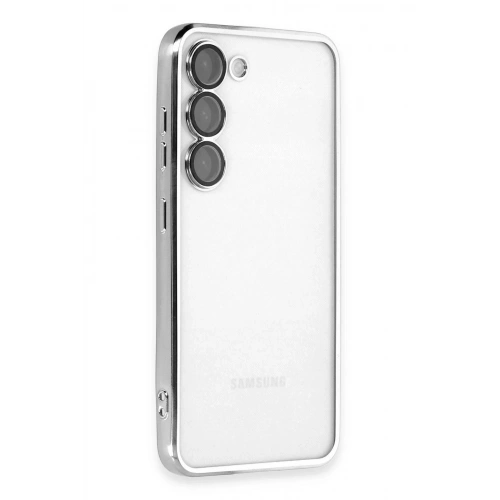 Durukar®  Samsung Galaxy S23 Plus Kılıf  Lensli Silikon - Gümüş