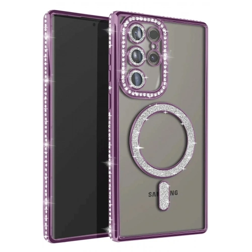 Durukar®  Samsung Galaxy S23 Ultra Joke Simli Magneticsafe Kılıf - Derin Mor