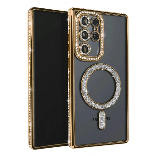 Durukar®  Samsung Galaxy S23 Ultra Joke Simli Magneticsafe Kılıf - Gold