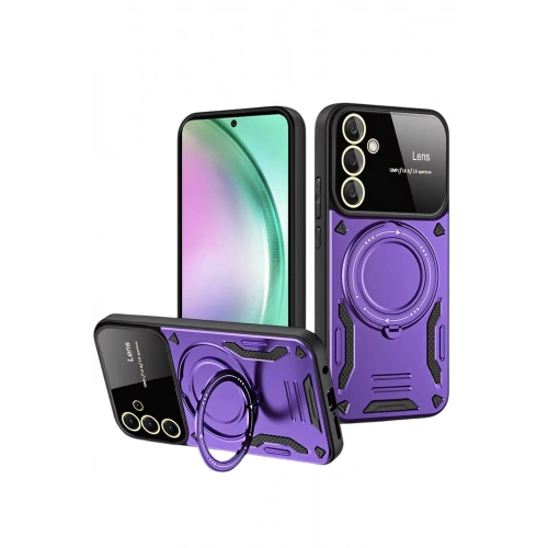 Durukar®  Samsung Galaxy S24 FE Kılıf Joy Lens Standlı Kapak - Mor