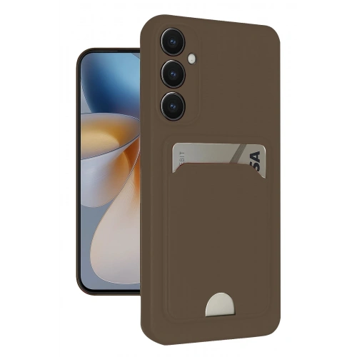 Durukar®  Samsung Galaxy S24 FE Kılıf Kelvin Kartvizitli Silikon - Kahverengi