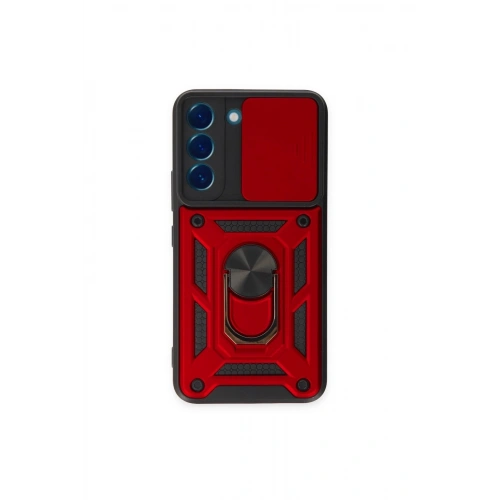 Durukar®  Samsung Galaxy S24 Kılıf Pars Lens Yüzüklü Silikon - Kırmızı