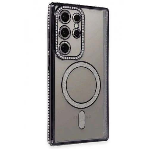 Durukar®  Samsung Galaxy S24 Ultra Kılıf Joke Simli Magneticsafe Kılıf - Siyah