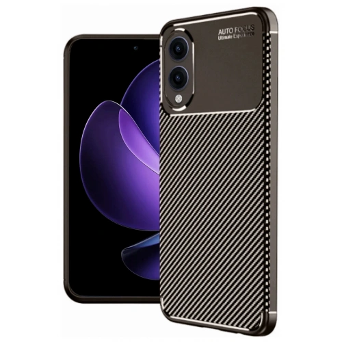 Durukar®  Samsung Galaxy S25 Edge Kılıf Auto Focus Karbon Kapak - Kahverengi