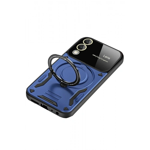 Durukar®  Samsung Galaxy S25 Edge Kılıf Joy Lens Standlı Kapak - Lacivert