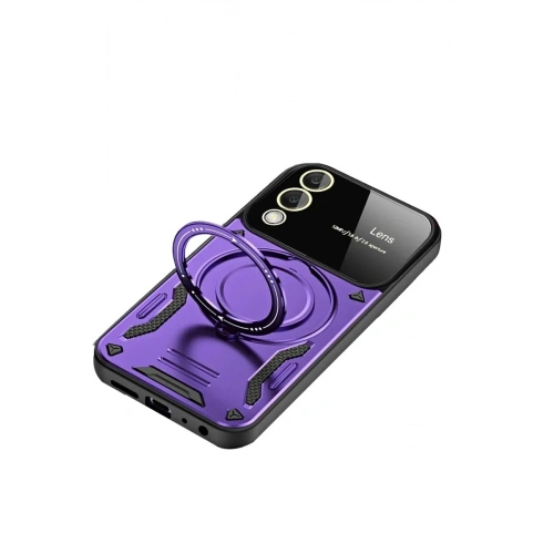 Durukar®  Samsung Galaxy S25 Edge Kılıf Joy Lens Standlı Kapak - Mor