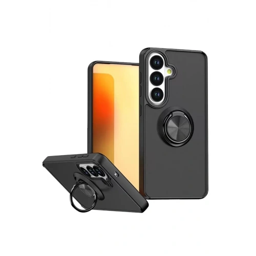 Durukar®  Samsung Galaxy S26 Plus Montreal Yüzüklü Silikon Kapak - Siyah