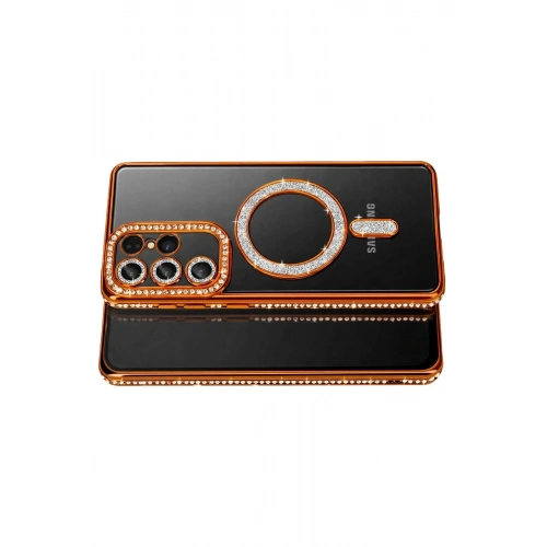Durukar®  Samsung Galaxy S26 Ultra Joke Simli Magneticsafe Kılıf - Turuncu