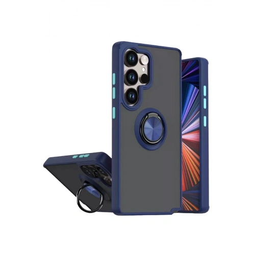 Durukar®  Samsung Galaxy S26 Ultra Montreal Yüzüklü Silikon Kapak - Lacivert