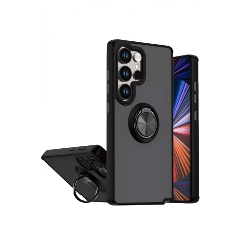Durukar®  Samsung Galaxy S26 Ultra Montreal Yüzüklü Silikon Kapak - Siyah