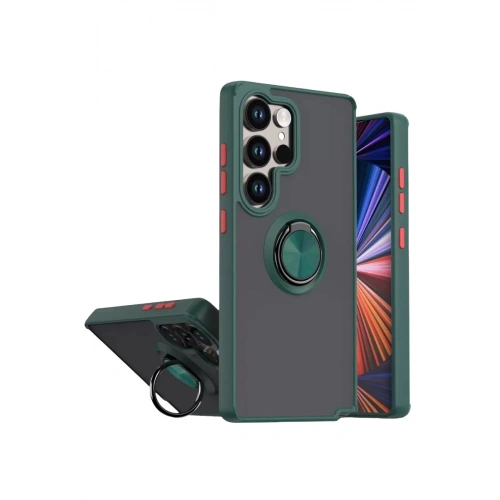 Durukar®  Samsung Galaxy S26 Ultra Montreal Yüzüklü Silikon Kapak - Yeşil