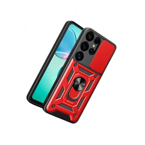 Durukar®  Samsung Galaxy S26 Ultra Pars Lens Yüzüklü Silikon - Kırmızı