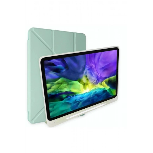Durukar®  Samsung Galaxy T737 Tab S7 FE 12.4 Kılıf Kalemlikli Mars Tablet Kılıfı - Açık Yeşil