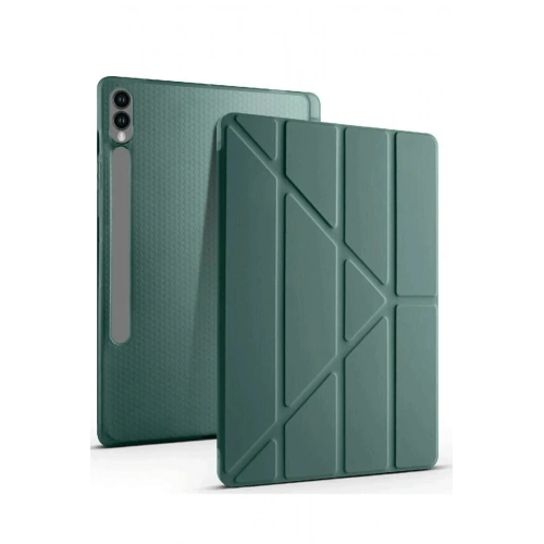 Durukar®  Samsung Galaxy X610 Tab S9 FE Plus 12.4 Kılıf Kalemlikli Mars Tablet Kılıfı - Koyu Yeşil