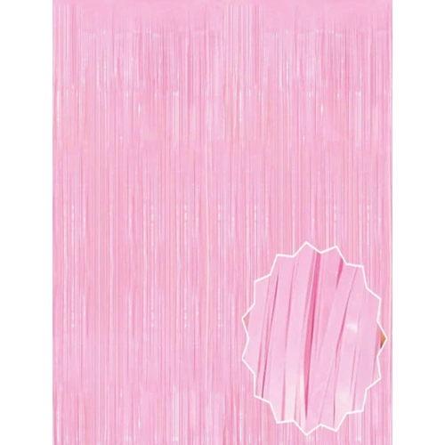 Durukar® Soft Pembe Püsküllü Kapı Perdesi - Parti, Baby Shower, Cinsiyet Partisi 1x2 m