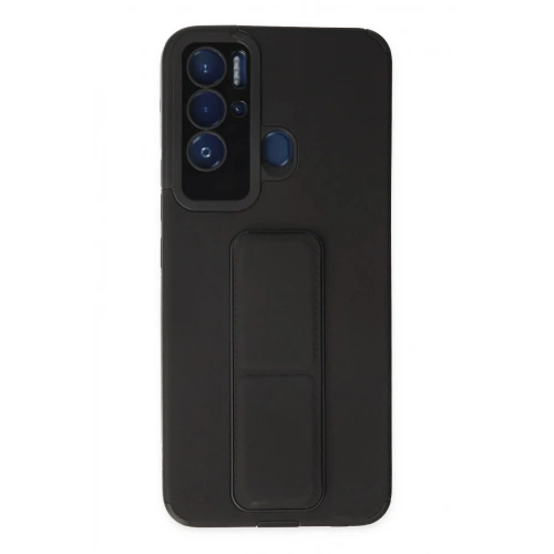 Durukar®  Tecno Pova Neo Kılıf Mega Standlı Silikon - Siyah