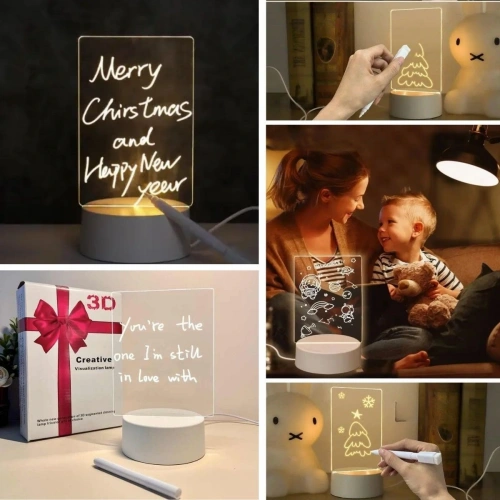 Durukar® USB Kablolu Işıklı Kendiliğinden Beyaz Kalemli-Silgili Kreatif 3D Görselleştirme LED Lambası