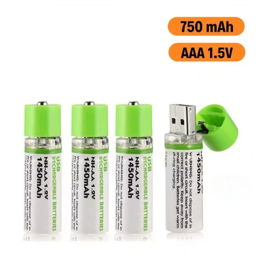 Durukar® USB Şarjlı 1450mAh AA 1.2V Lityum Kalem Pil – 4lü Set, Tekrar Şarj Edilebilir Uzun Ömürlü Dönüştürülebilir Batarya