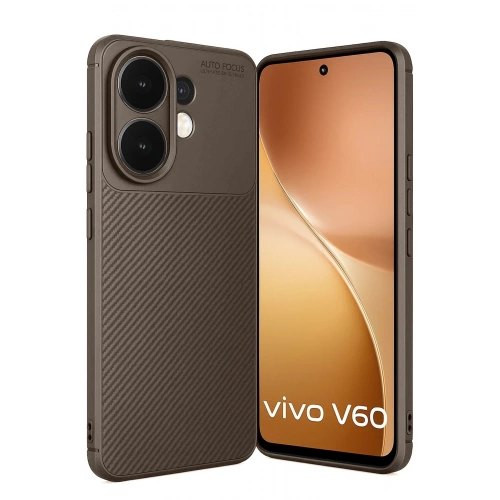 Durukar®  Vivo V60 5G Auto Focus Karbon Kapak - Kahverengi
