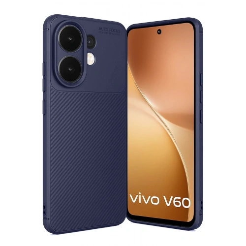 Durukar®  Vivo V60 5G Auto Focus Karbon Kapak - Lacivert
