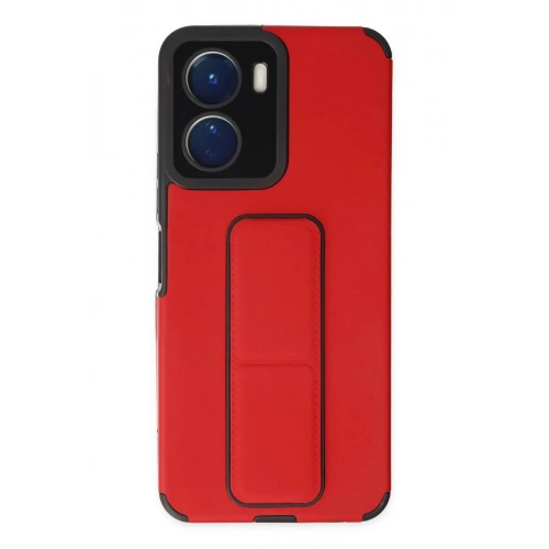 Durukar®  Vivo Y16 Kılıf Mega Standlı Silikon - Kırmızı