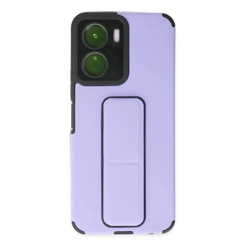 Durukar®  Vivo Y16 Kılıf Mega Standlı Silikon - Lila