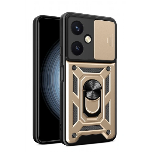 Durukar®  Vivo Y27 Kılıf Pars Lens Yüzüklü Silikon - Gold
