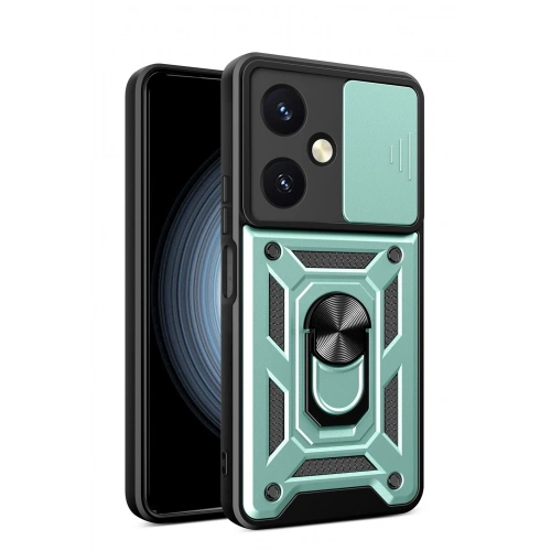 Durukar®  Vivo Y27 Kılıf Pars Lens Yüzüklü Silikon - Yeşil