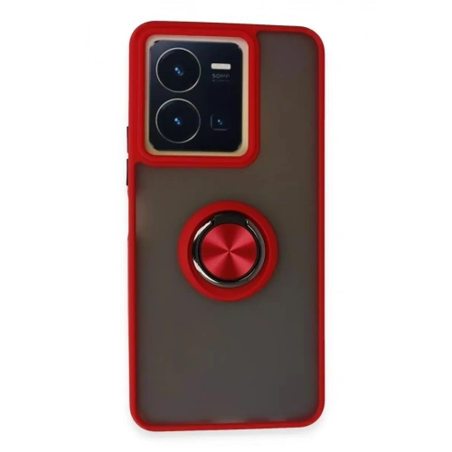 Durukar®  Vivo Y36 Kılıf Montreal Yüzüklü Silikon Kapak - Kırmızı