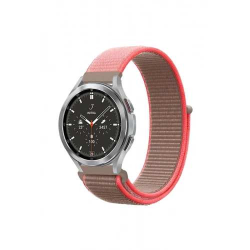 Durukar®  Watch 22mm Hasırlı Cırtcırtlı Kordon - Pembe