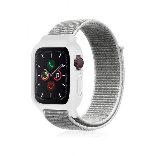 Durukar®   Watch 38mm Hasırlı Cırtcırtlı Kasalı Kordon - Beyaz