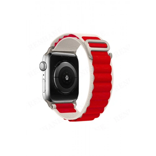 Durukar®   Watch 38mm Mountain Kordon - Beyaz-Kırmızı