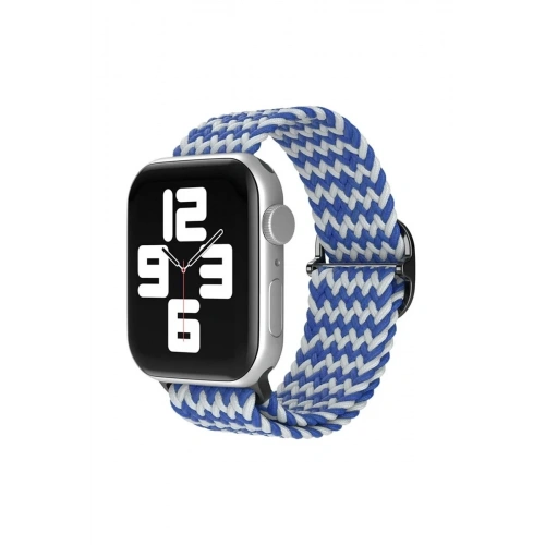 Durukar®   Watch 38mm Star Kordon - Zigzag Beyaz-Mavi
