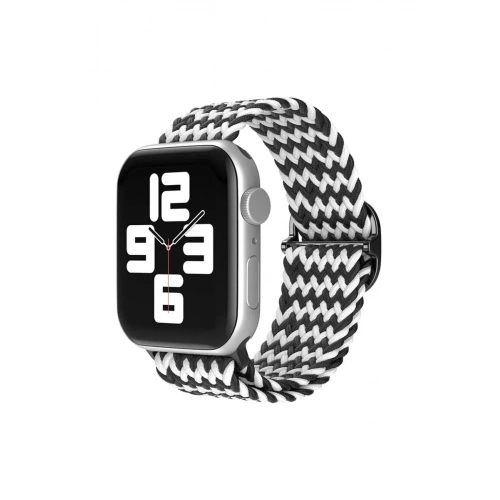 Durukar®   Watch 38mm Star Kordon - Zigzag Siyah-Beyaz
