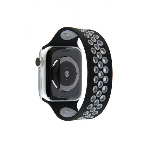 Durukar®   Watch 42mm Ayarlı Delikli Silikon Kordon - Siyah-Gri