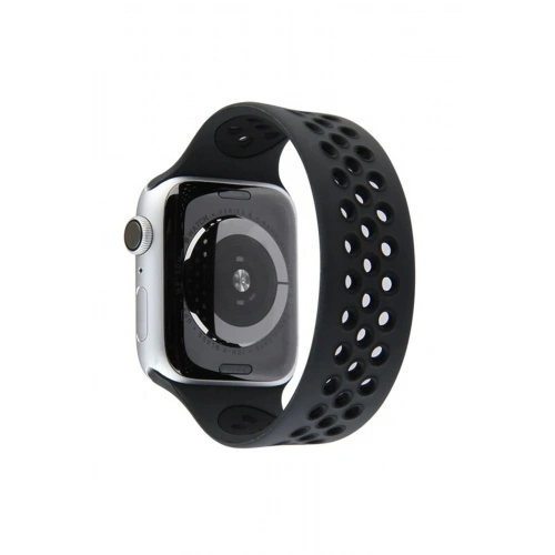 Durukar®   Watch 42mm Ayarlı Delikli Silikon Kordon - Siyah-Siyah