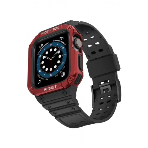 Durukar®   Watch 42mm KR401 Silikon Kordon - Siyah-Kırmızı