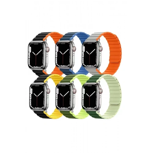 Durukar®   Watch 42mm MO-WB1 Çift Renk Mıknatıslı Silikon Kordon - Siyah-Sarı