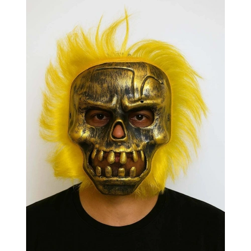 Durukar® Wild Skull - Bakır Kafatası Sarı Saçlı İskelet Maske