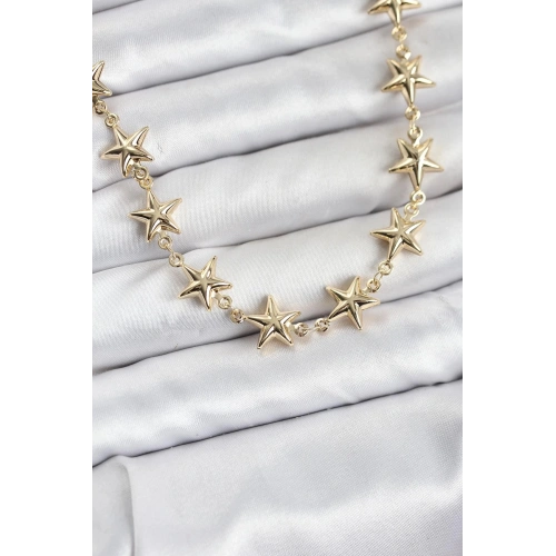 Durukar® Yıldız Model Pirinç Gold Renk Kadın Kolye