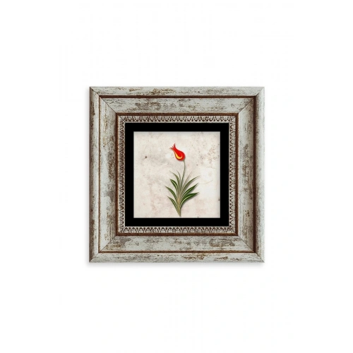 Ebru Lale Çerçeveli Taş Tablo 20 cm