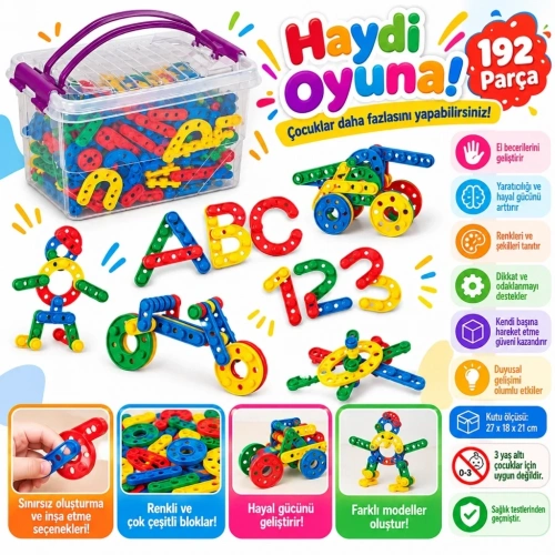 Eğlenceli Click Clack 192 Parça Blok Seti
