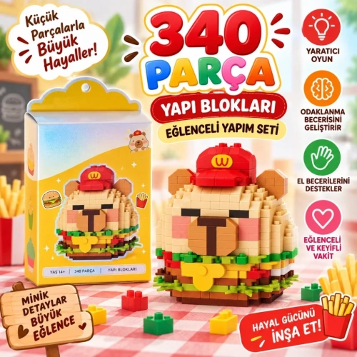 Eğlenceli Hamburger Parça Block Oyuncak Seti