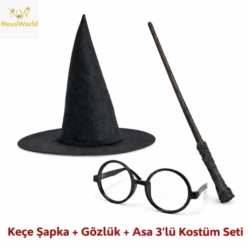 Eğlenceli Harry Potter Tarzı Çocuk Seti 3 Parça