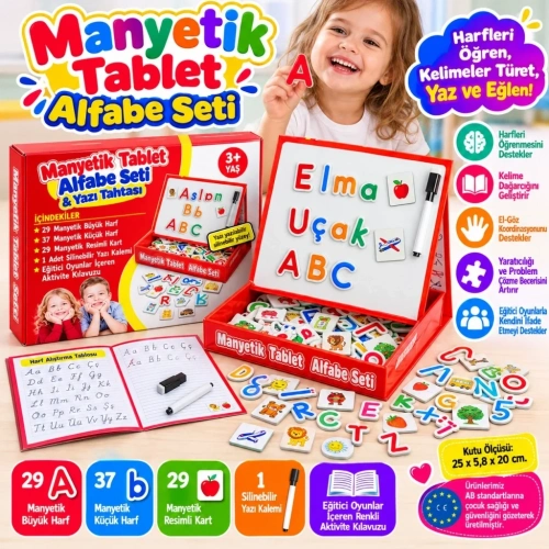 Eğlenceli Manyetik Alfabeyi 1 Adet Tablet Seti