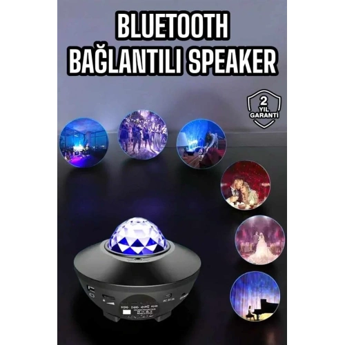 Eğlenceli Şarjlı Bluetooth Hoparlör Yıldızlı Projeksiyon
