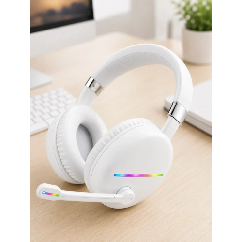 Ergonomik Beyaz Kablosuz Bluetooth Kulaklık Mikrofonlu