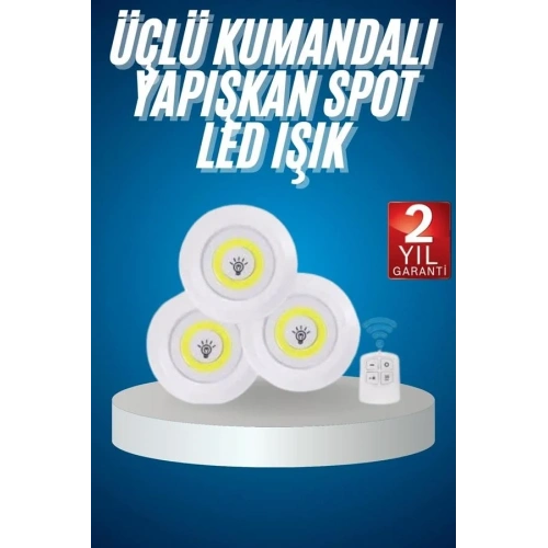 Ergonomik Kablosuz Led Işıldak 3lü Set Mutfak Banyo